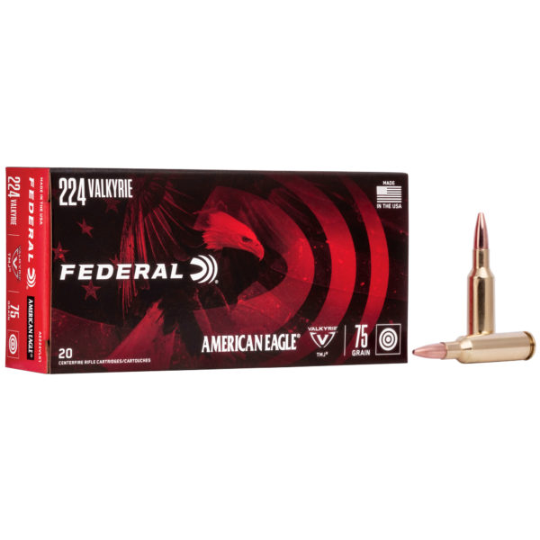 Federal, American Eagle, 224 Valkyrie, 75 Grain, Total Metal Jacket, 20 Round Box