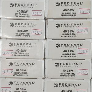 Federal, 40 S&W 180 Grain, Full Metal Jacket, 50 Round Box