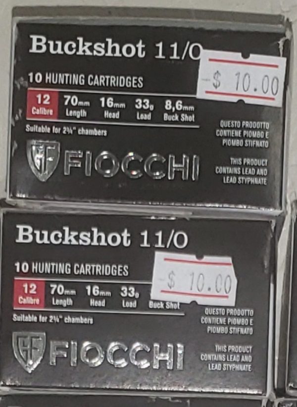 Fiocchi 12GA Buckshot 00 Box Of 10