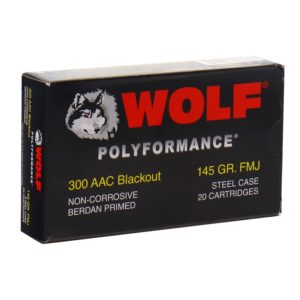 Wolf Polyformance 300 Blackout Ammo 145 Grain FMJ Steel Case