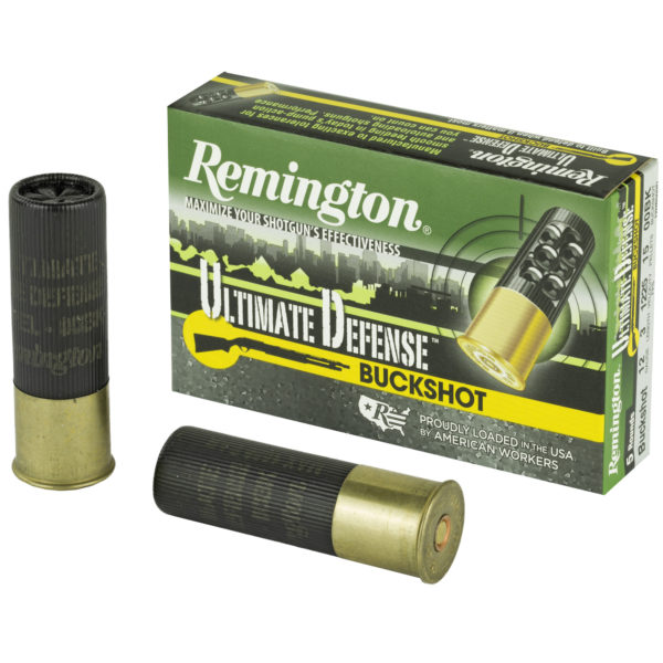 Remington, Ultimate Defense Buckshot, 12 Gauge 3", 00 Buck Shotshell, 15 Pellets, 5 Round Box