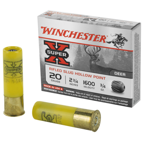 Winchester Ammunition, Super-X, 20 Gauge, 2.75", 0.75 oz., Slug, 5 Round Box